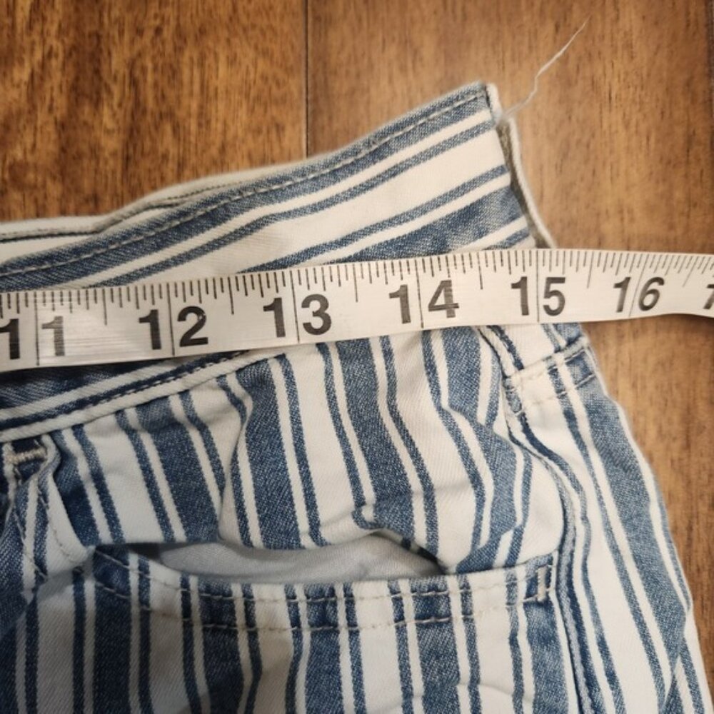 American Eagle Outfitters Striped Denim Shorts chore High Rise Cuffed Size‎ 6 - Picture 10 of 10